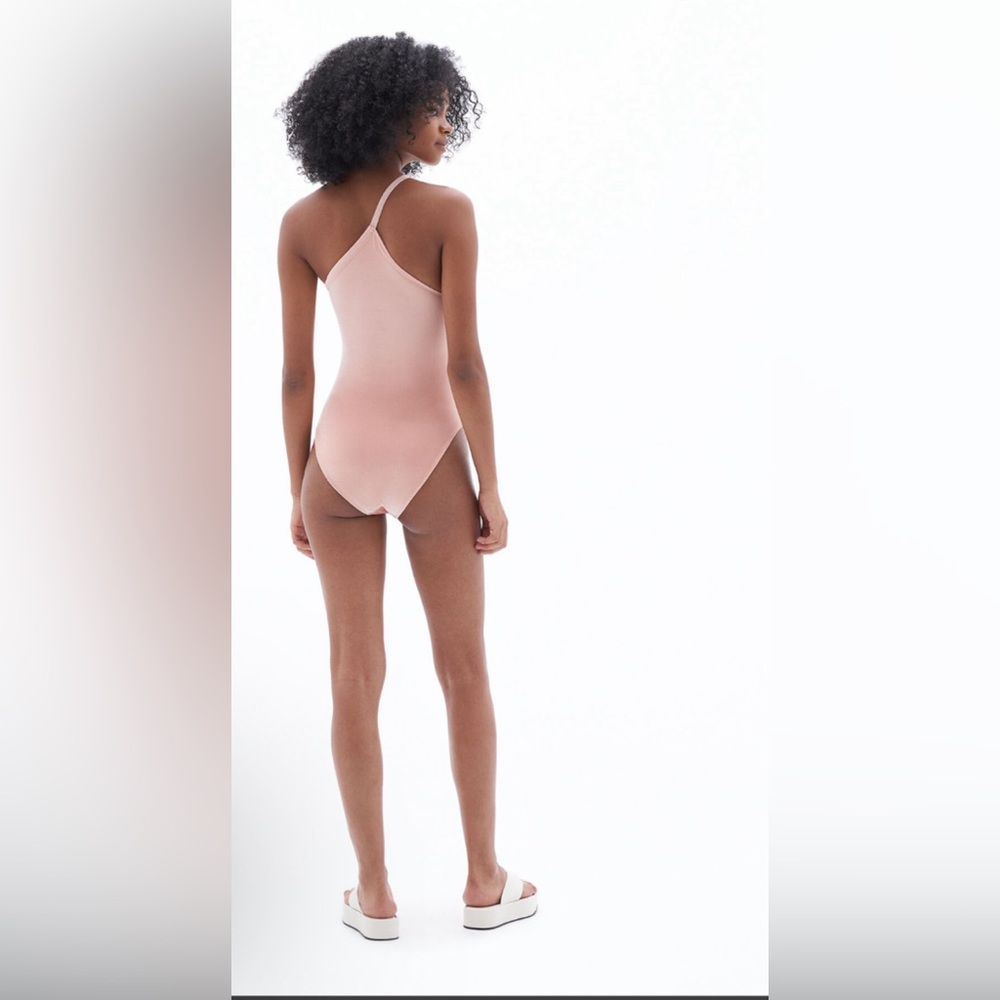 Filippa K velvet one-shoulder  pink swimsuit